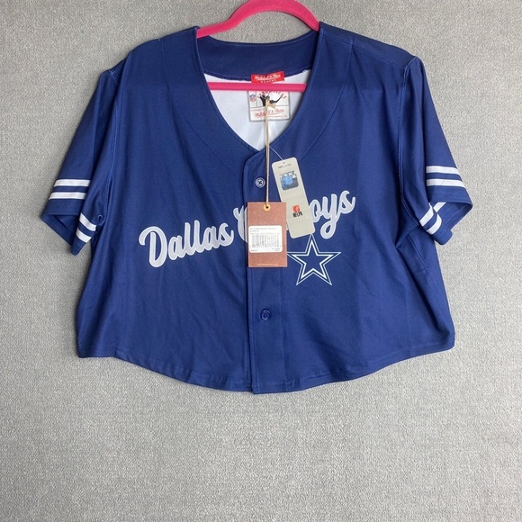 Mitchell & Ness Tops - Mitchell & Ness Womens button Crop Top Jersey Style Dallas cowboys Size XL
